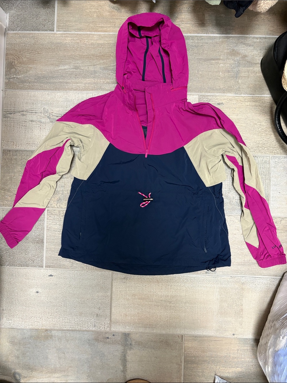 lululemon athletica Pink, Navy & Tan Colorblock Hooded Ski Anorak